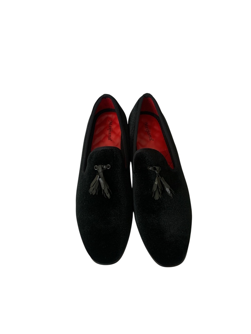 meijiana Black Velvet Tassel Loafers for men